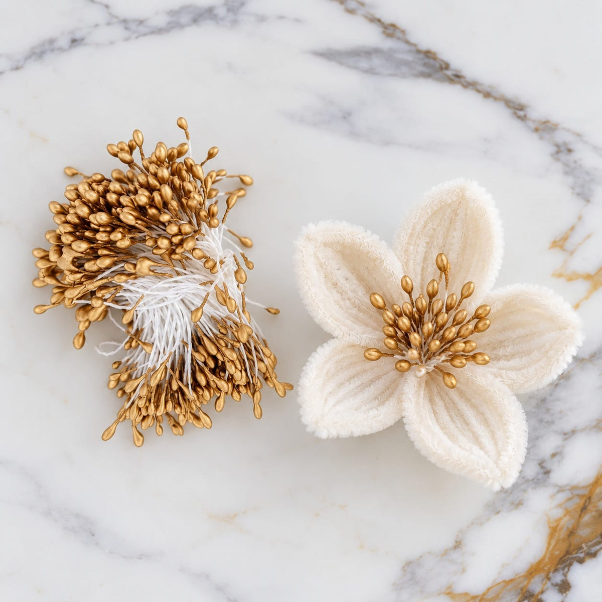 Golden Artificial Flower Polons / Stamens for Flower Making – 5–6 CM | Approx. 20–22 GM Pack 01601c12