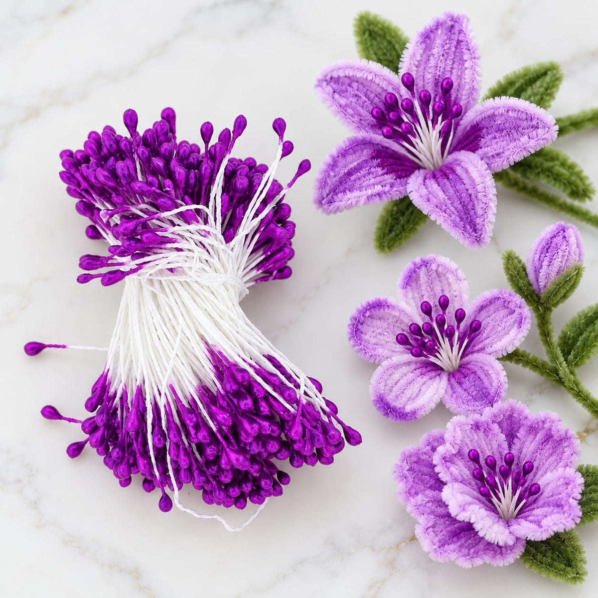 Purple Artificial Flower Polons / Stamens for Flower Making – 5–6 CM | Approx. 20–22 GM Pack 01601C13
