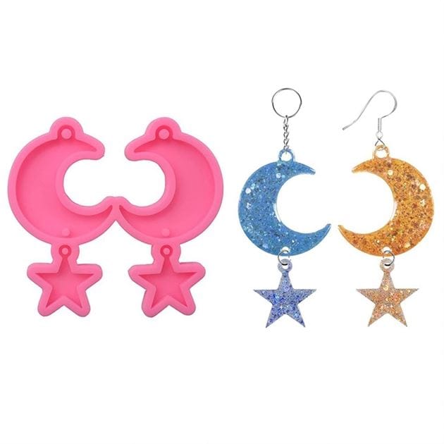 My Store SILICON MOULD MOON & STAR EARRING MOULD