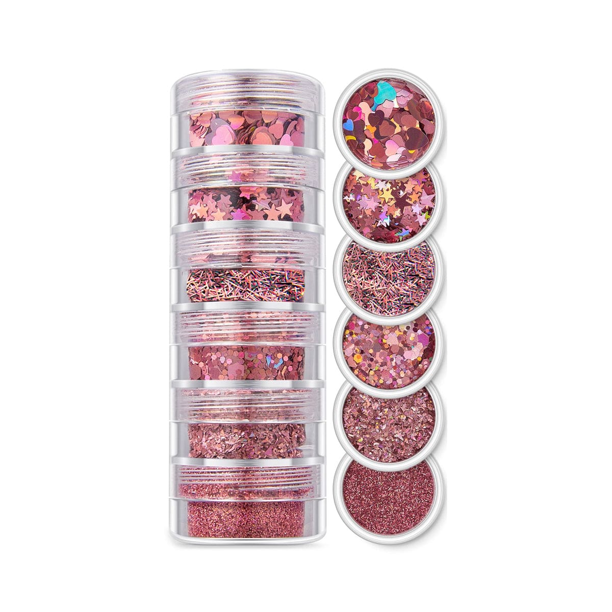 JUST CRAFT IT GLITTER & CHUNKS 6 In 1 Glitter & Chunks Rainbow Pink Sg05