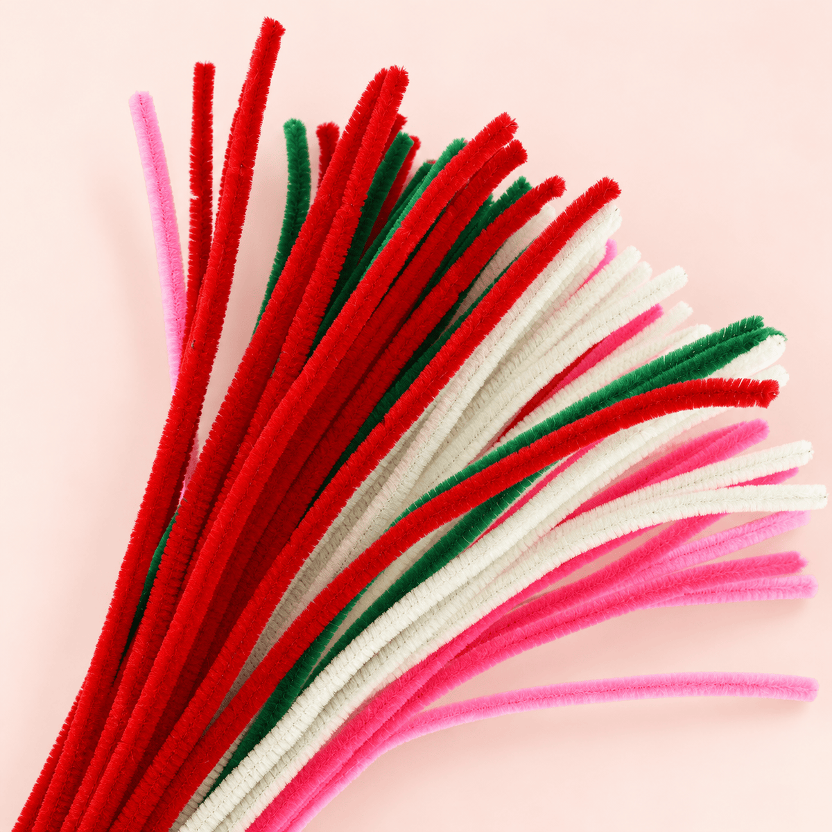 Fluffy Valentine Theme 6MM Pipe Cleaners for DIY Crafts – Red, Pink, White & Green | Approx. 100 Pcs 133004