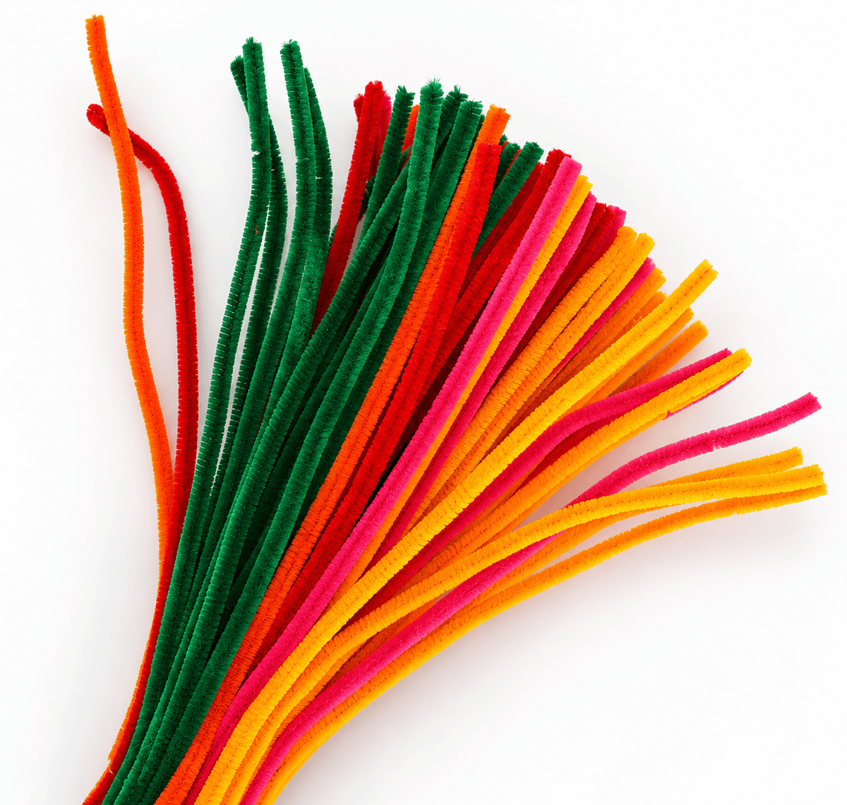 generic Fluffy Diwali Bright Mix 6MM Pipe Cleaners for DIY Crafts – Green, Red, Orange, Pink & Yellow | Approx. 100 Pcs