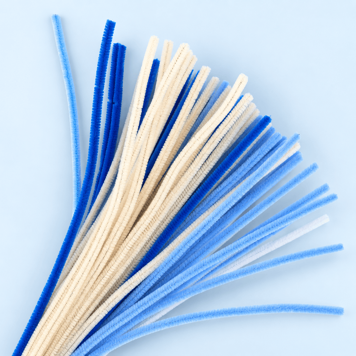 Fluffy Baby Boy Mix 6MM Pipe Cleaners for DIY Crafts – Royal Blue, Sky Blue & White | Approx. 100 Pcs 133009