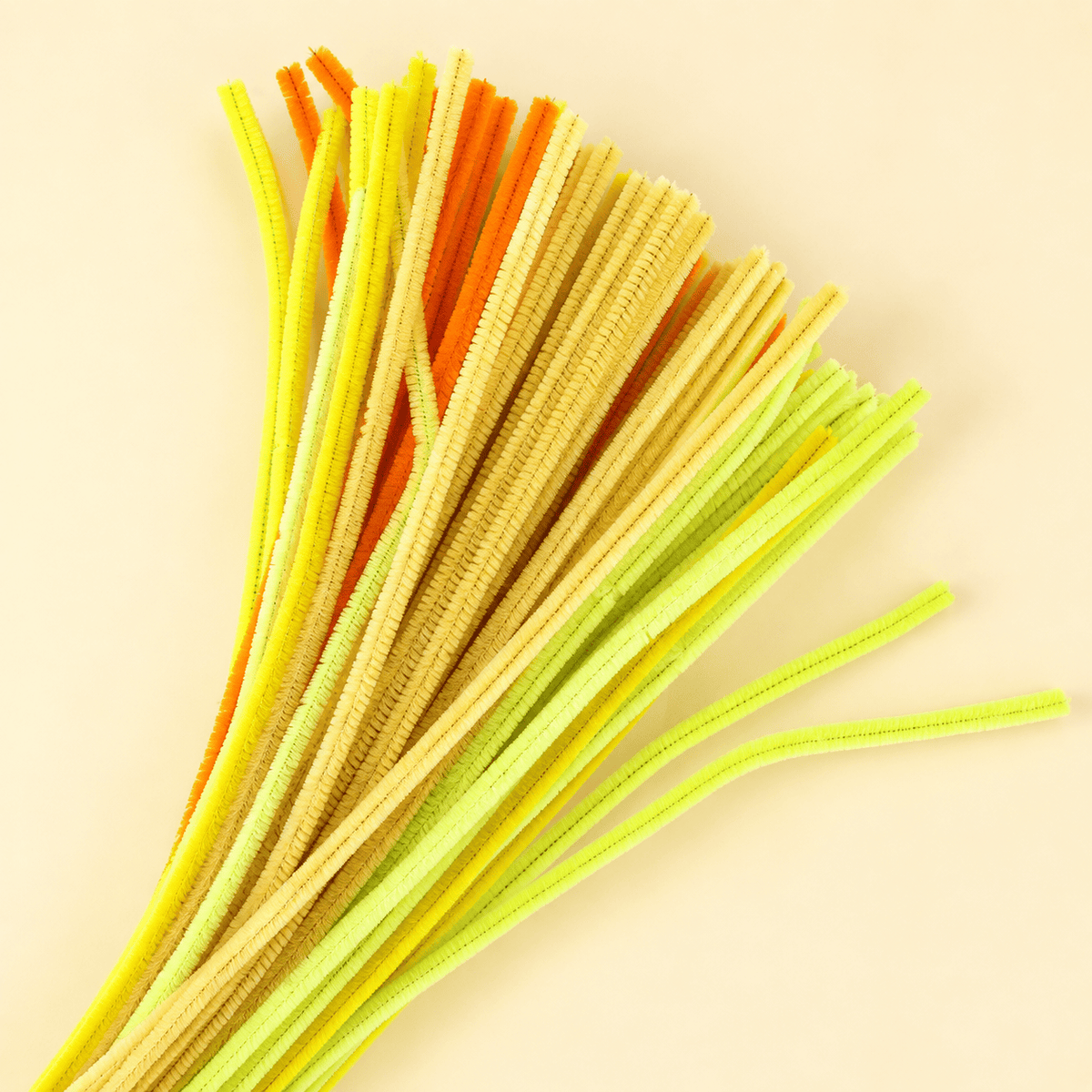 Fluffy Yellow Family Mix 6MM Pipe Cleaners for DIY Crafts – Yellow, Lemon Yellow, Cream & Orange | Approx. 100 Pcs