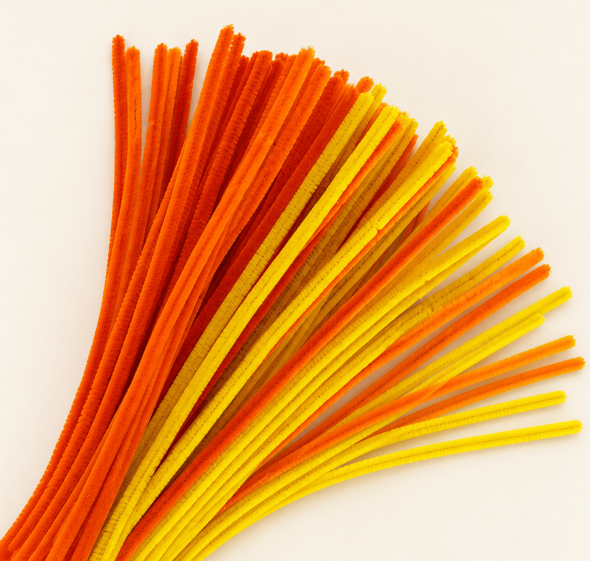 Fluffy Orange Family Mix 6MM Pipe Cleaners for DIY Crafts – Orange, Yellow & Golden Yellow | Approx. 100 Pcs