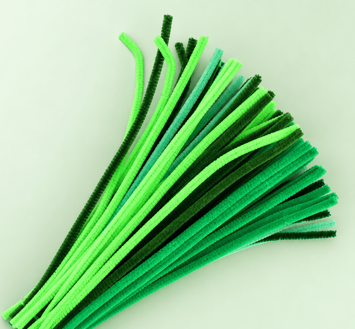 Fluffy Green Family Mix 6MM Pipe Cleaners for DIY Crafts – Lime Green, Bright Green, Mint Green & Dark Green | Approx. 100 Pcs