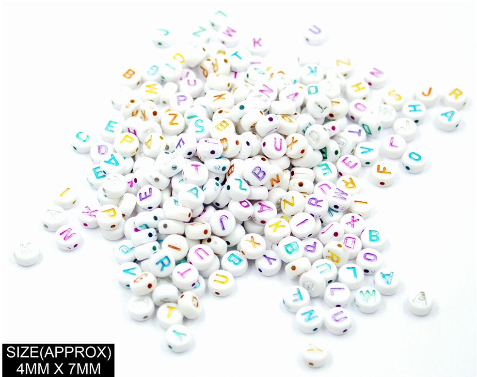 Idly Abcd Alphabet Beads (Wt+Metallic Col) 183001