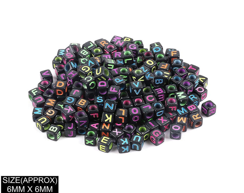 Square Abcd Alphabet Beads (Blk+Col) 183008