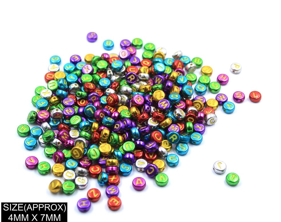Idly Abcd Alphabet Beads (Metallic Col+Yellow) 183009