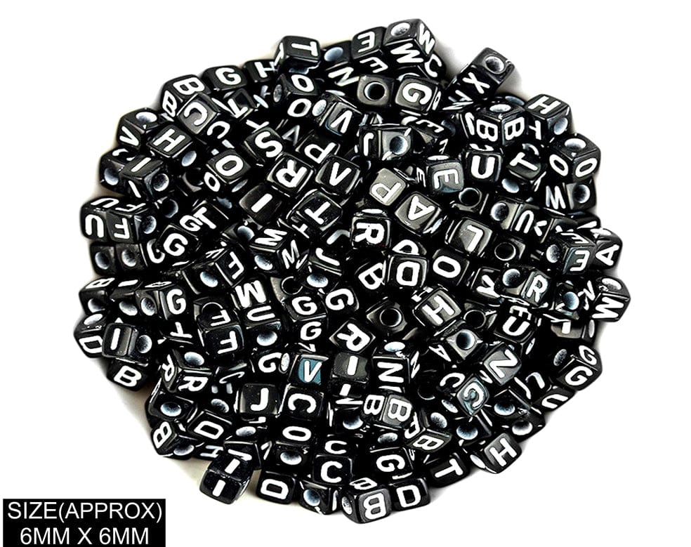 Square Abcd Alphabet Beads (Blk+Wt) 183014