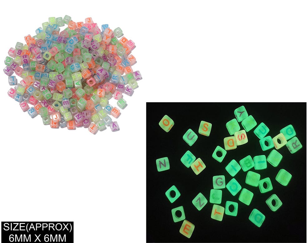 Square Abcd Alphabet Beads (Milky Wt+Col) 183017