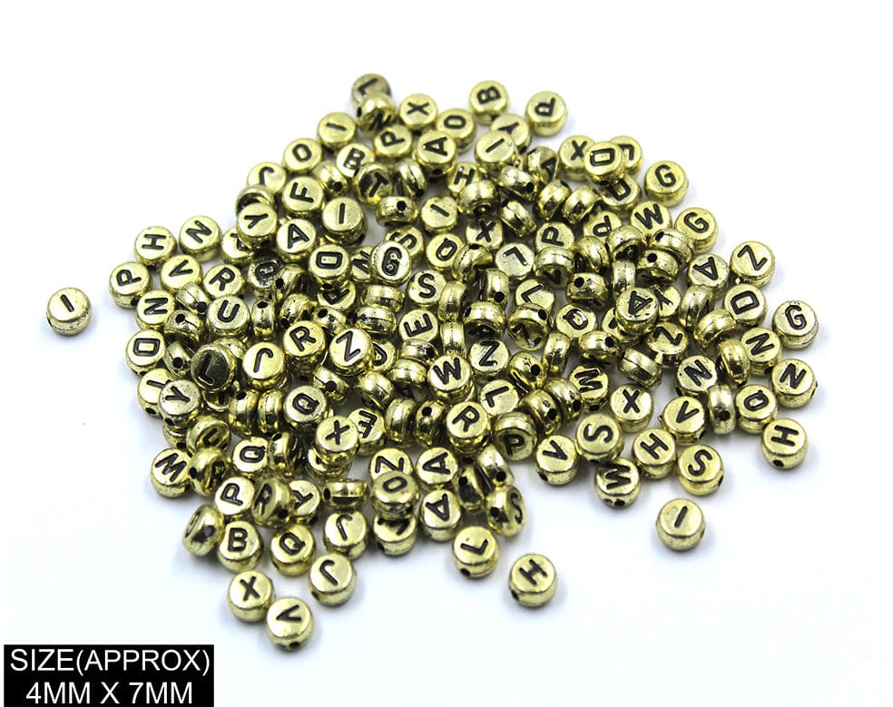 Idly Abcd Alphabet Beads (Gold+Blk) 183020