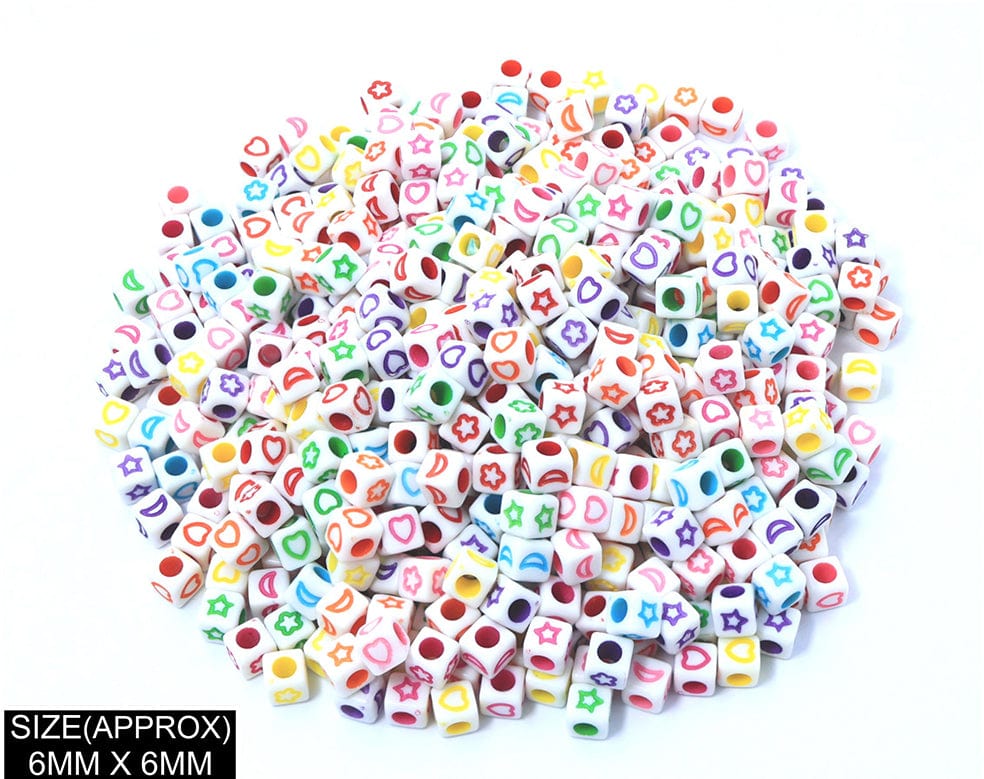 Square Heart, Flower Etc. Beads (Wt+Col) 183027
