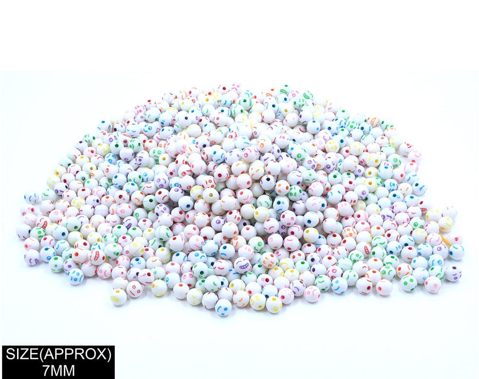 Round Smile Beads (Wt+Col) 183030