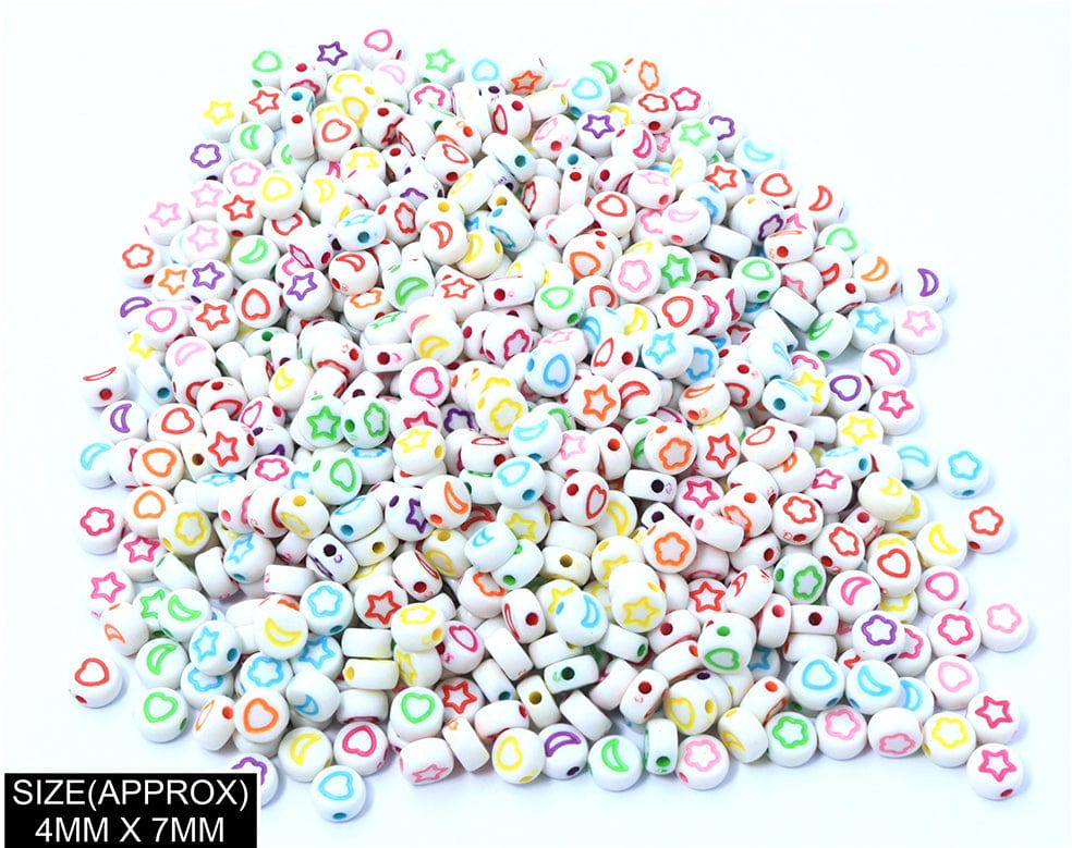 Idly Heart, Star Etc Beads (Wt+Col) 183038
