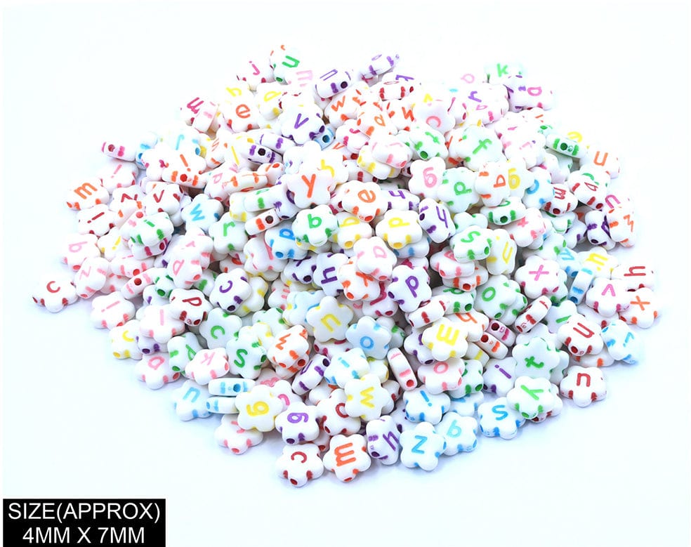 Flower Abcd Alphabet Beads (Wt+Col) 183040