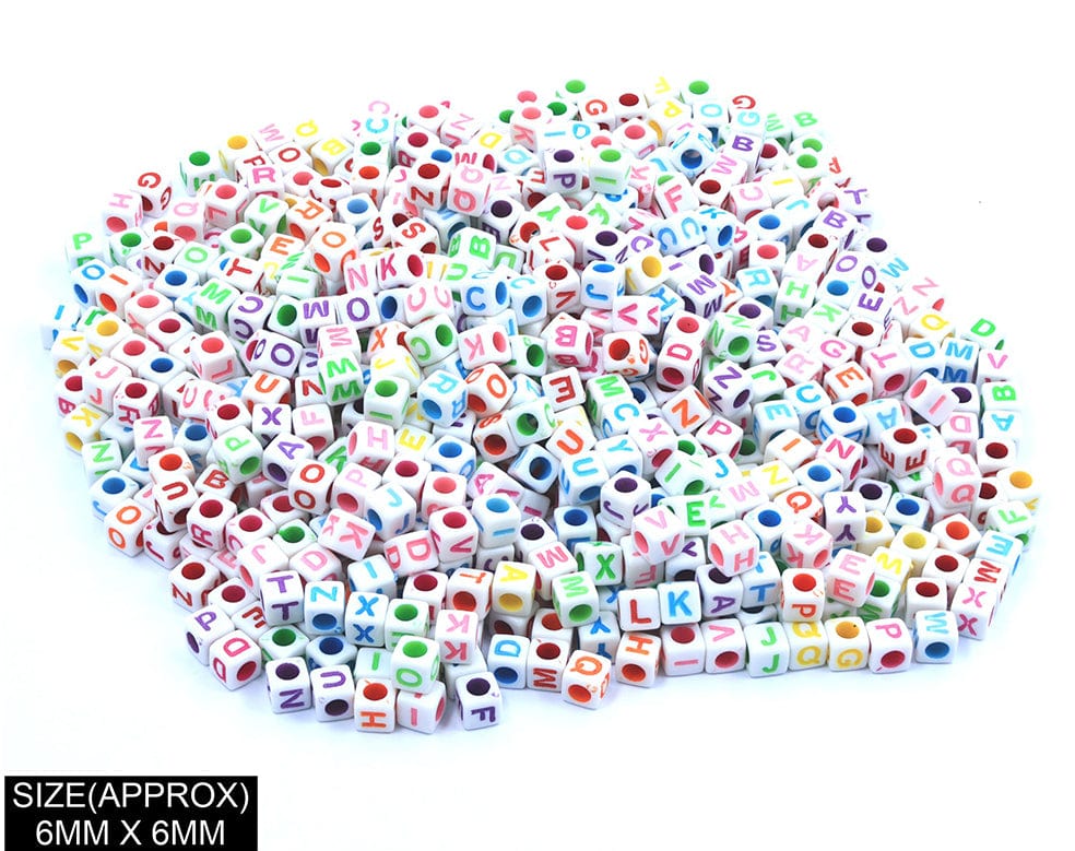 Square Abcd Alphabet Beads (Wt+Col) 183047