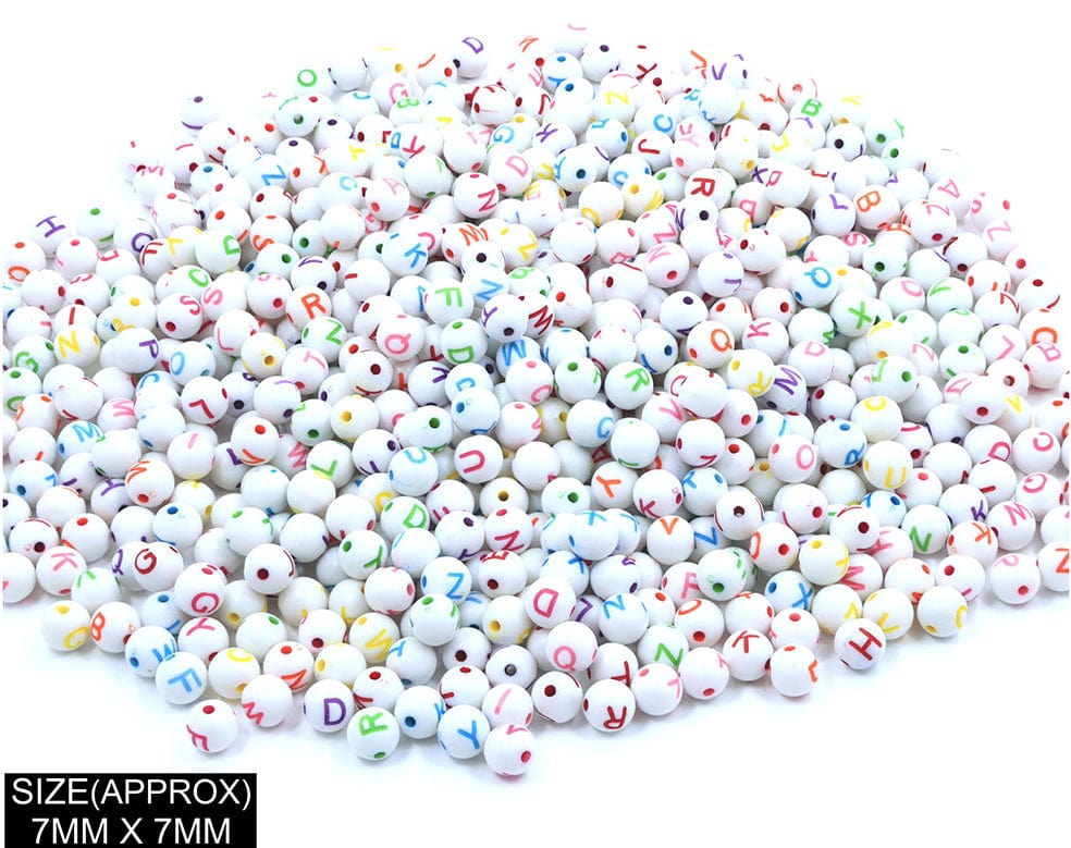 Round Abcd Alphabet Beads (Wt+Col) 183051