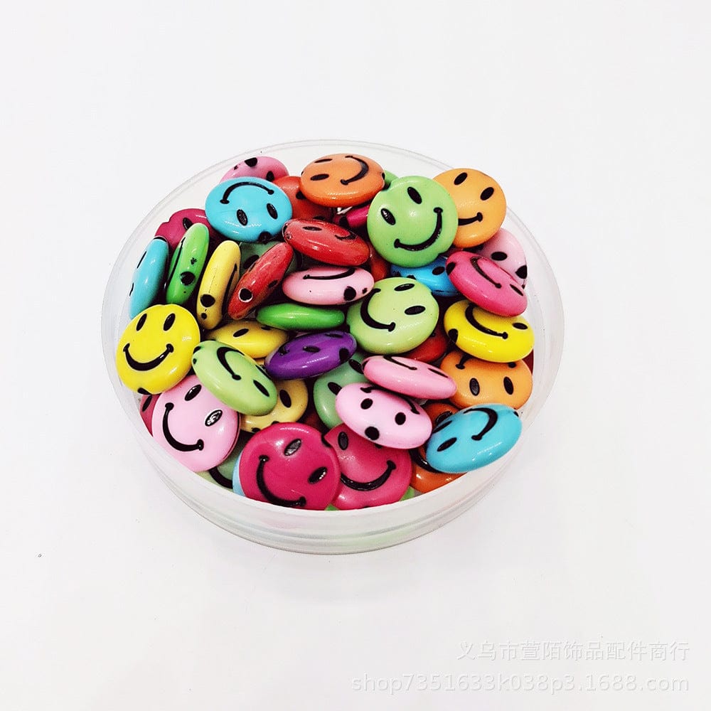 Round Smiley Face Beads (Col+Blk) 183056