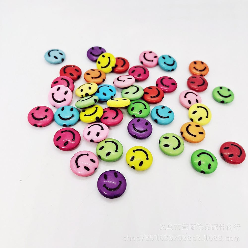 Round Smiley Face Beads (Col+Blk) 183056