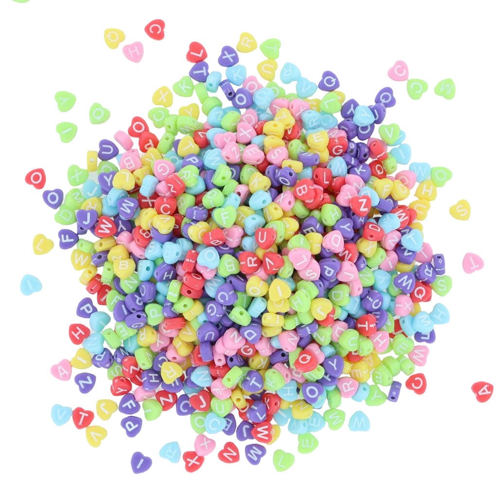 Heart Abcd Alphabet Beads (Col+Wt) 183059