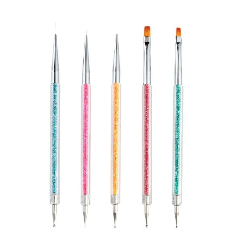 Crafteria 5Pcs Nail Art Brushes, I Side Dotting And 1 Side Liner Brush.