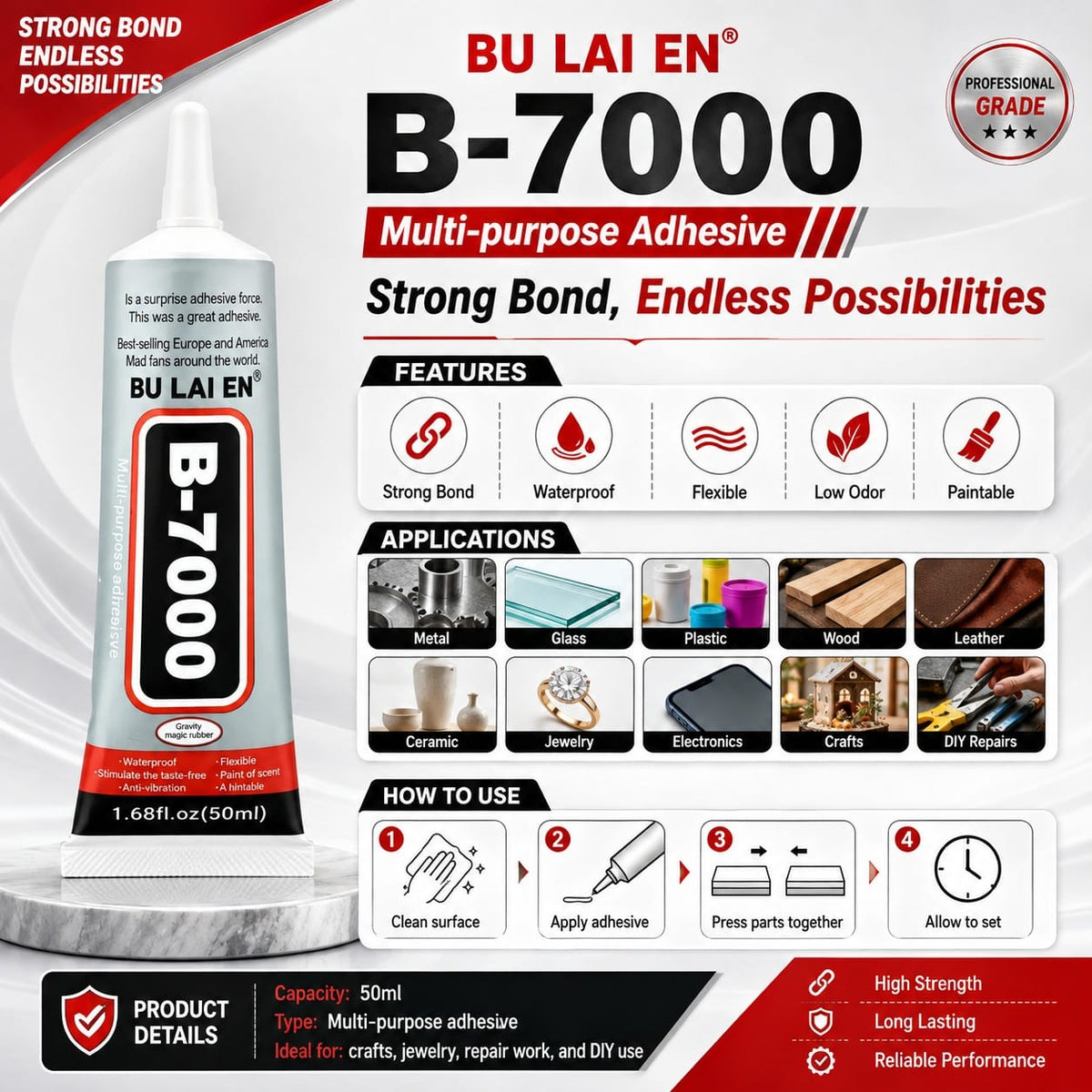 Xing Chi B7000 Multi-Purpose Adhesive Glue - 50ml(B-7000)