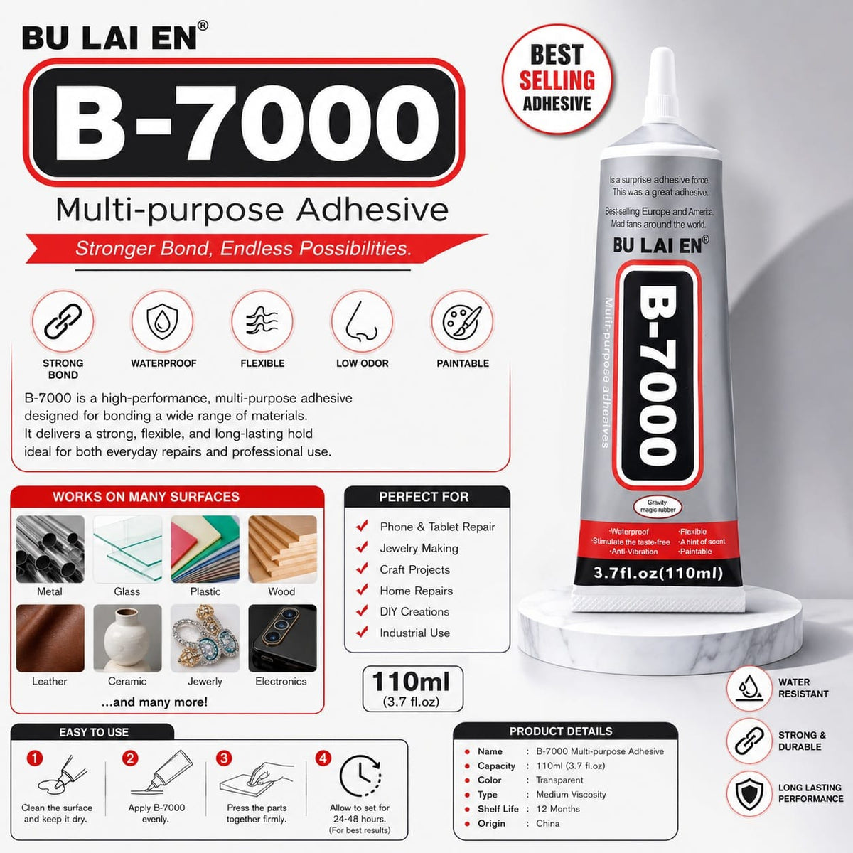 Xing Chi B7000 Multi-Purpose Adhesive Glue - 110ml(B-7000)