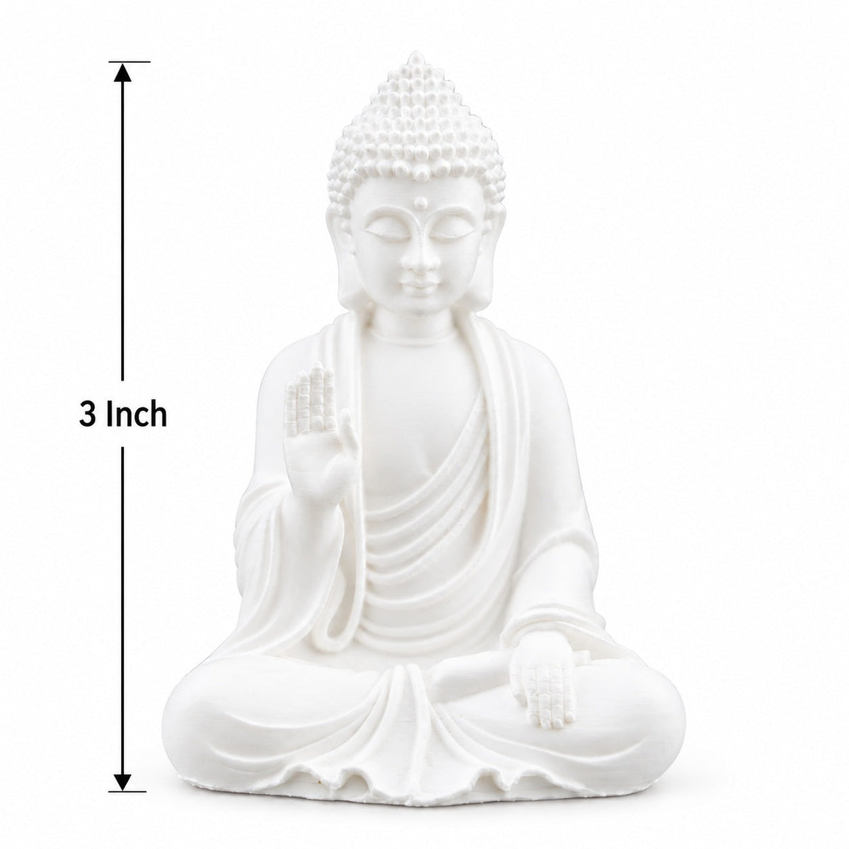 3 Inch Buddha Decorative Idol – White Paintable Statue for Acrylic Colour Art, Home Décor & Gifting