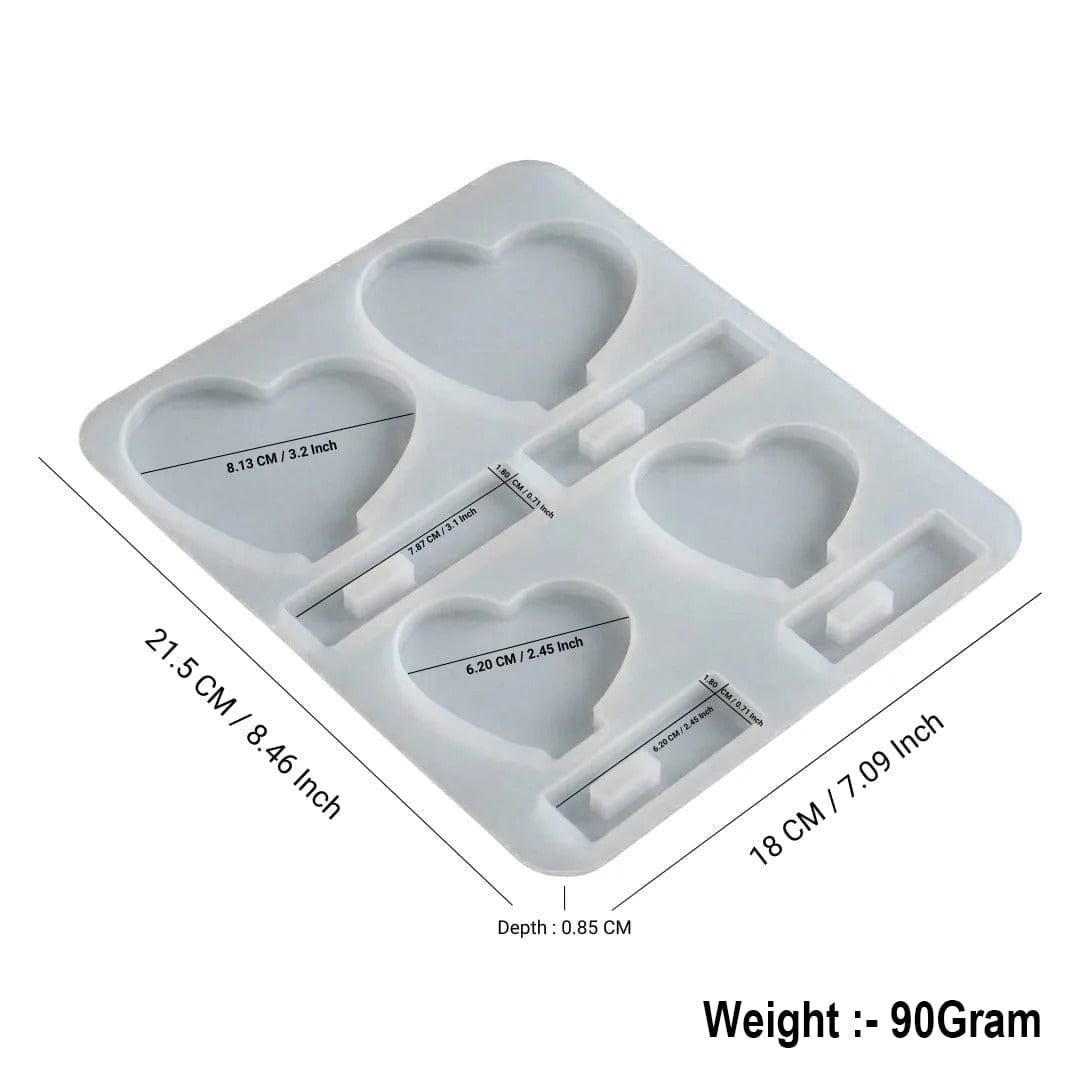 My Store SILICON MOULD 4 In 1 Heart Stand Photo Frame & Display Stand Mould