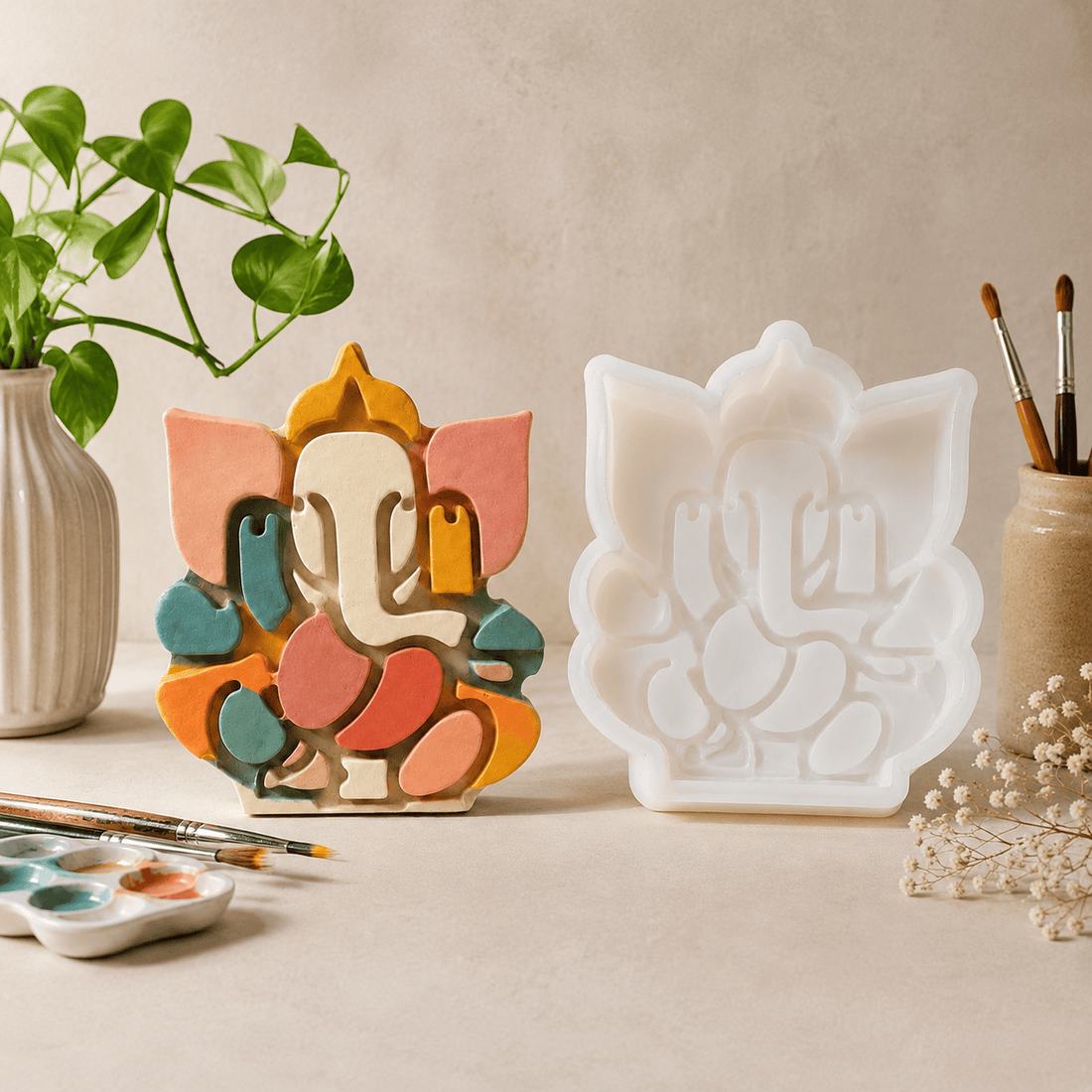 generic Ganesha Mosaic Silicone Mould – Approx. 6.5 × 6 × 2 CM