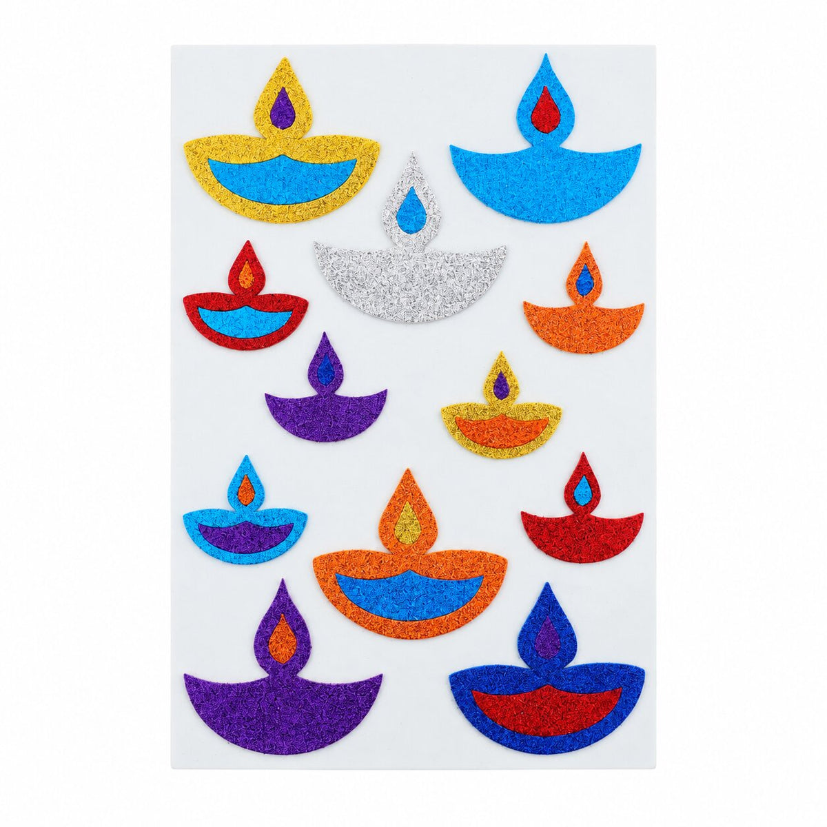 Big Diwali Glitter Sticker D02 (Rendom Colours) Pack Of 10 Cards