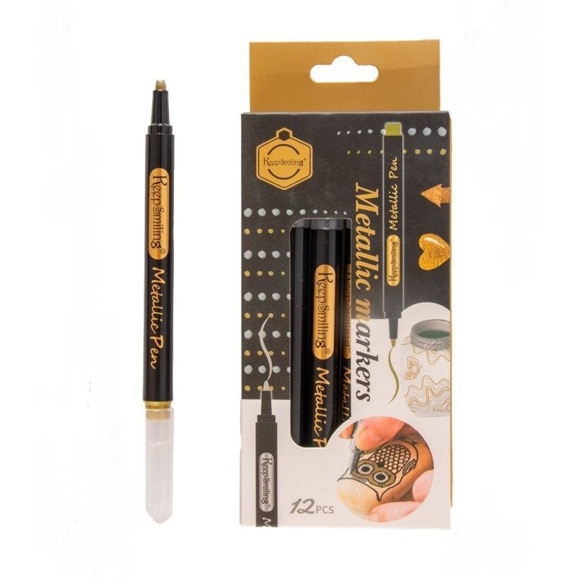 Keep Smiling 12Pcs Gold Metallic Pen