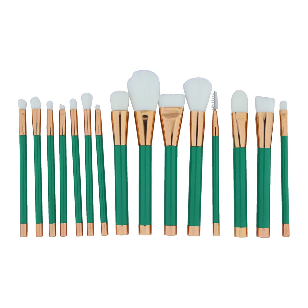 Crafteria 15 in 1 Makeup Art brush set with Green handle