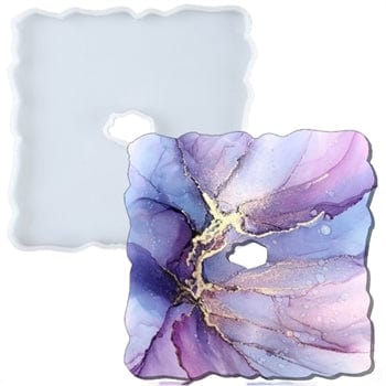 My Store Silicon Mould SQUARE AGATE WITH CENTRE HOLE COASTER MOULD