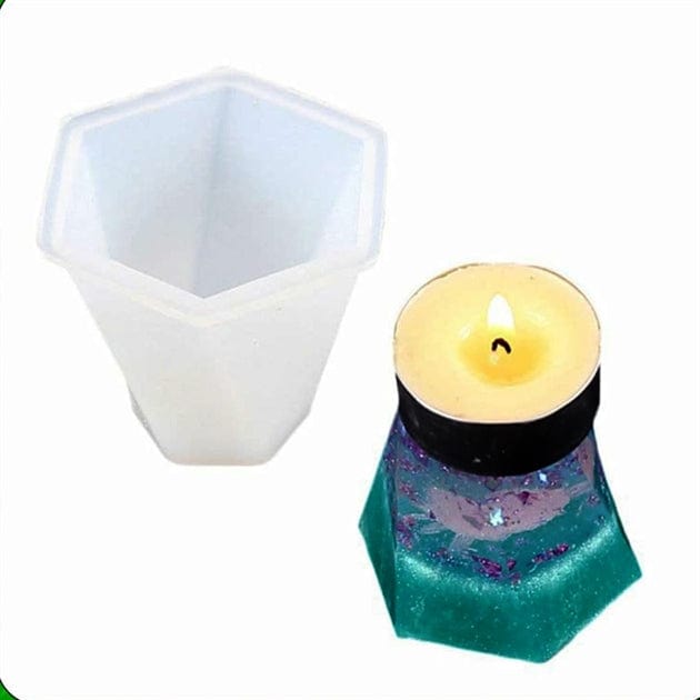 My Store Silicon Mould SMALL HEXAGON TWIST T-LIGHT BASE MOULD