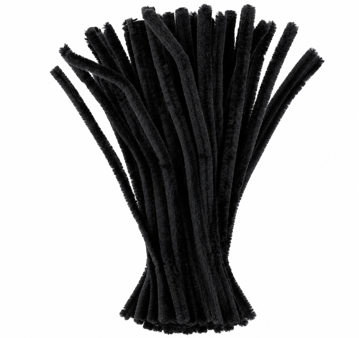 Jet Black Chenille Pipe Cleaners 12MM - Pack of 50 Pcs