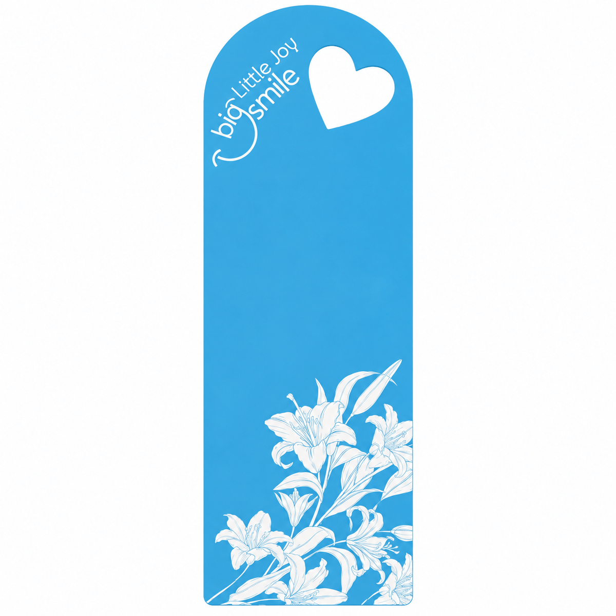 Little Joy Big Smile Azure Blue Lily Printed Flower Card with Heart Cutout for DIY Bouquets & Gift Packaging