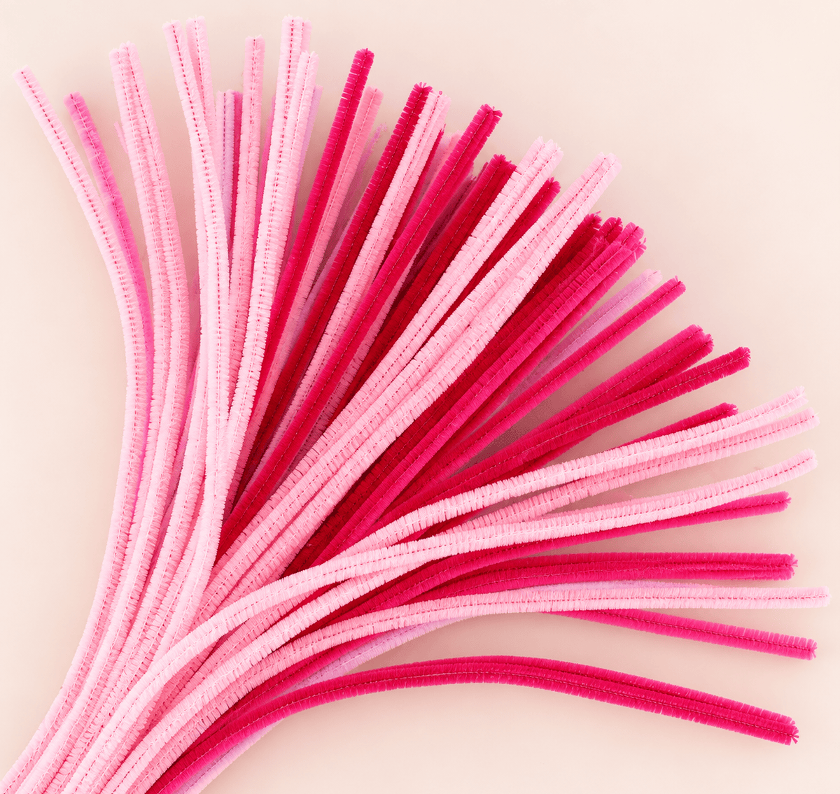 Fluffy Baby Girl Theme Mix 6MM Pipe Cleaners for DIY Crafts – Baby Pink, Light Pink, Hot Pink & Dark Pink | Approx. 100 Pcs