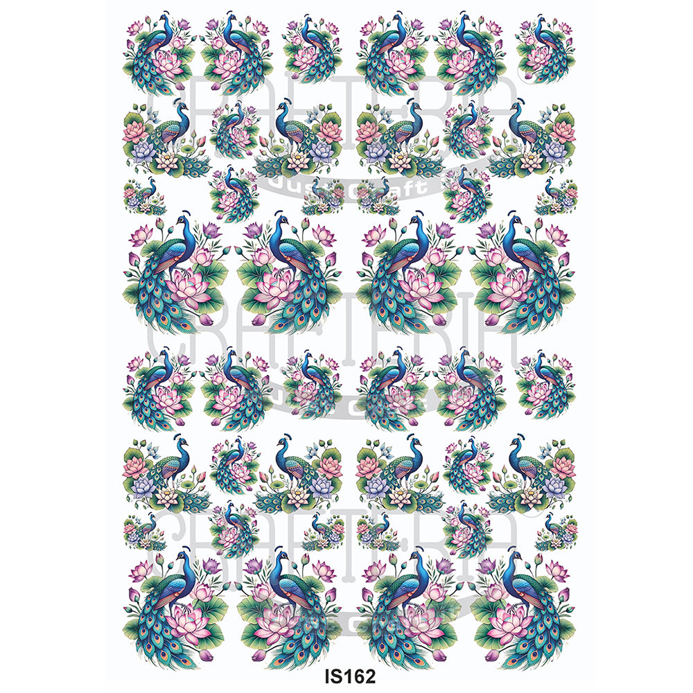 Crafteria Peacocks Surrounded By Lotus Flowers Designs Insert Sheet (Transparent Sheet) IS162