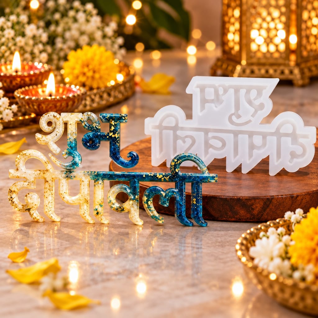 Shubh Deepavali Hindi Text Silicone Mould – 18.27 × 10.23 CM | Festive ...