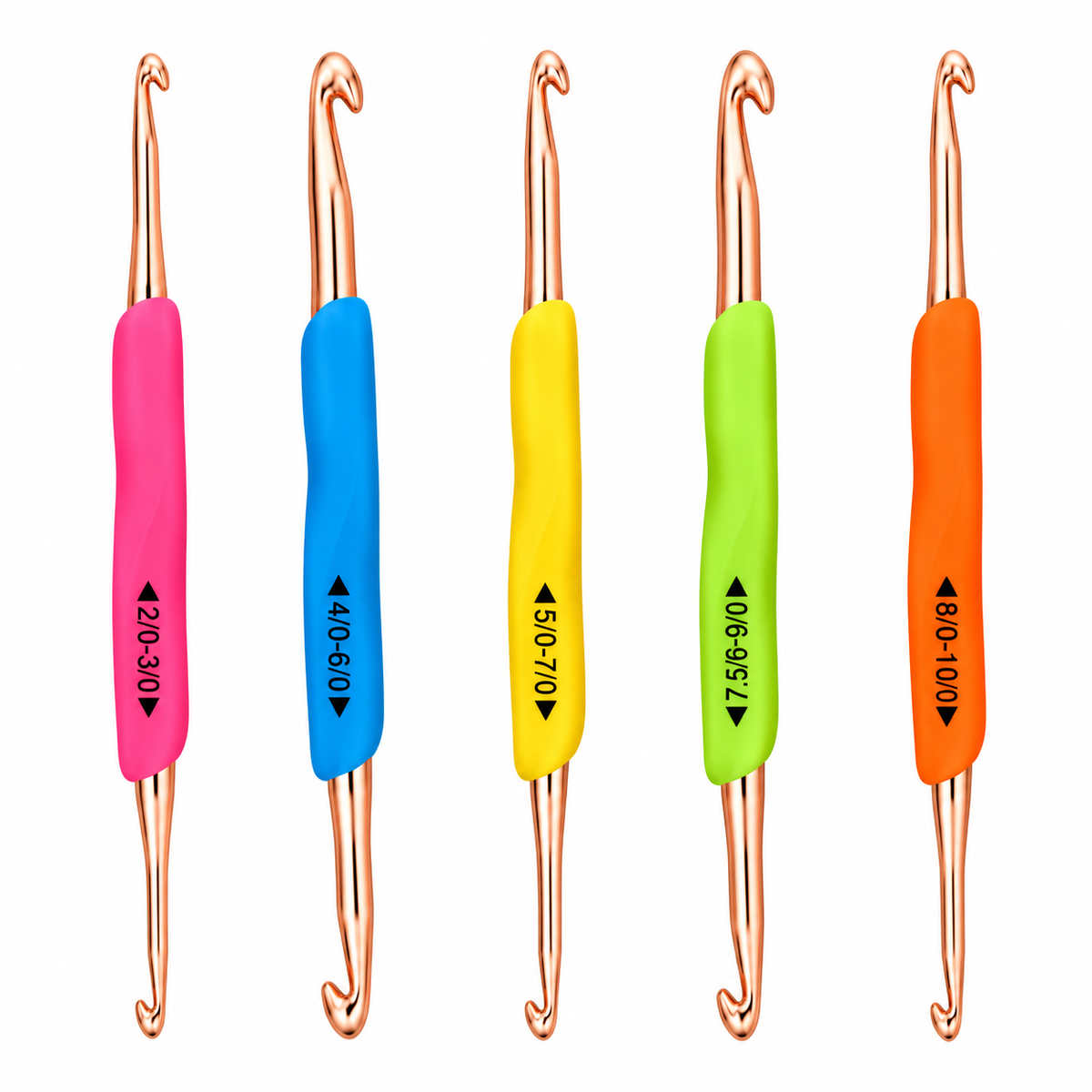 Double-ended Crochet Hook Set With Ergonomic Grip Handle – Set Of 5 Pieces