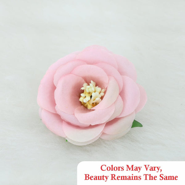 Fabric Rose Artificial flowers D02 (50pcs/pkt) (Beige & Pink) AF002C06