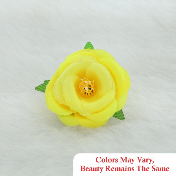 Fabric Rose Artificial flowers D02 (50pcs/pkt) (Lemon Yellow) AF002C12