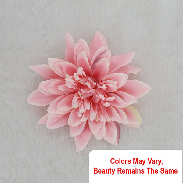 Satin Big Artificial flowers D09 (9pcs/pkt) (Pink & Yellow) AF009C06