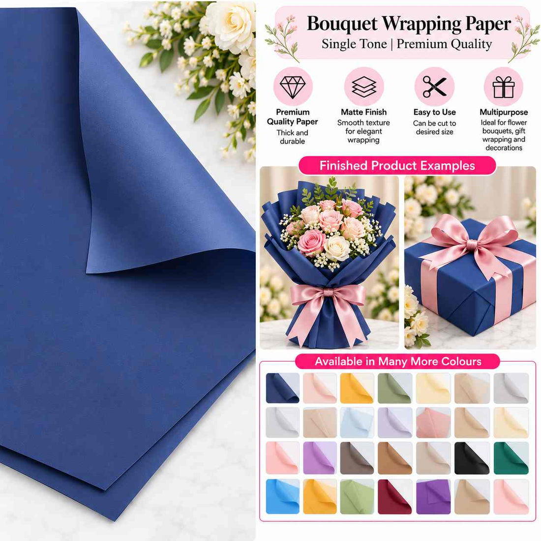 Korean Flower Wrapping Bouquet Paper (Jazz Blue) BP013C01
