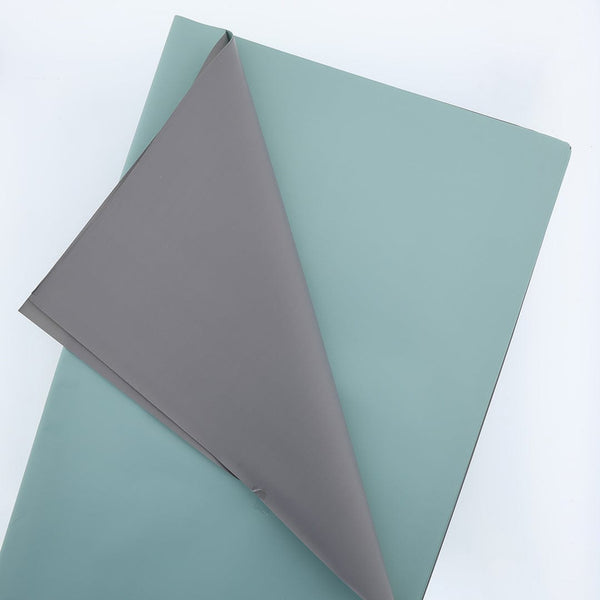 Two Tone Reversible Bouquet Wrapping Paper – Double Sided Matte Floral Wrap Sheets for Gift Packaging, Premium Florist Supplies, DIY Craft Work (Grayish Teal + Dark Gray) BP014C01