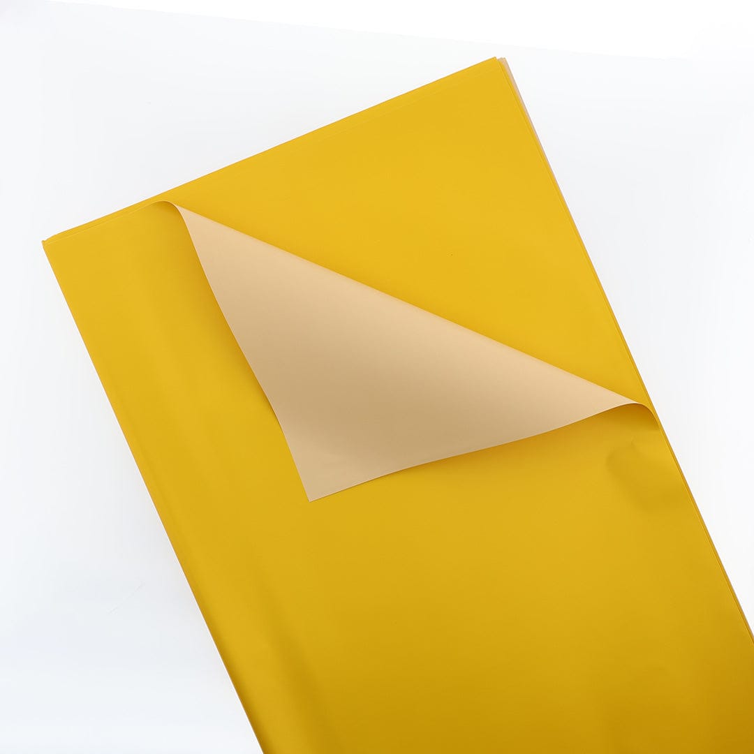 Two Tone Reversible Bouquet Wrapping Paper – Double Sided Matte Floral Wrap Sheets for Gift Packaging, Premium Florist Supplies, DIY Craft Work (Turmeric + Straw Yellow) BP014C06
