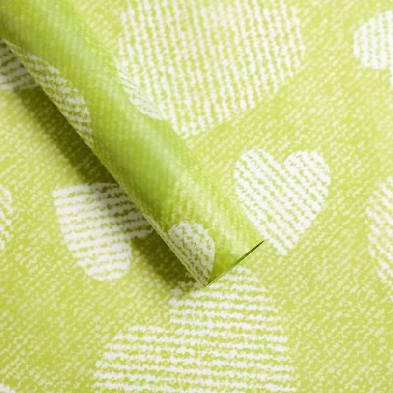 Striped Heart Pattern Flower Wrapping Paper, Luxury Korean Style Bouquet Wrap for Valentine's Day, Weddings & Anniversaries, 56 x 55 cm (Light Green) BP021C03