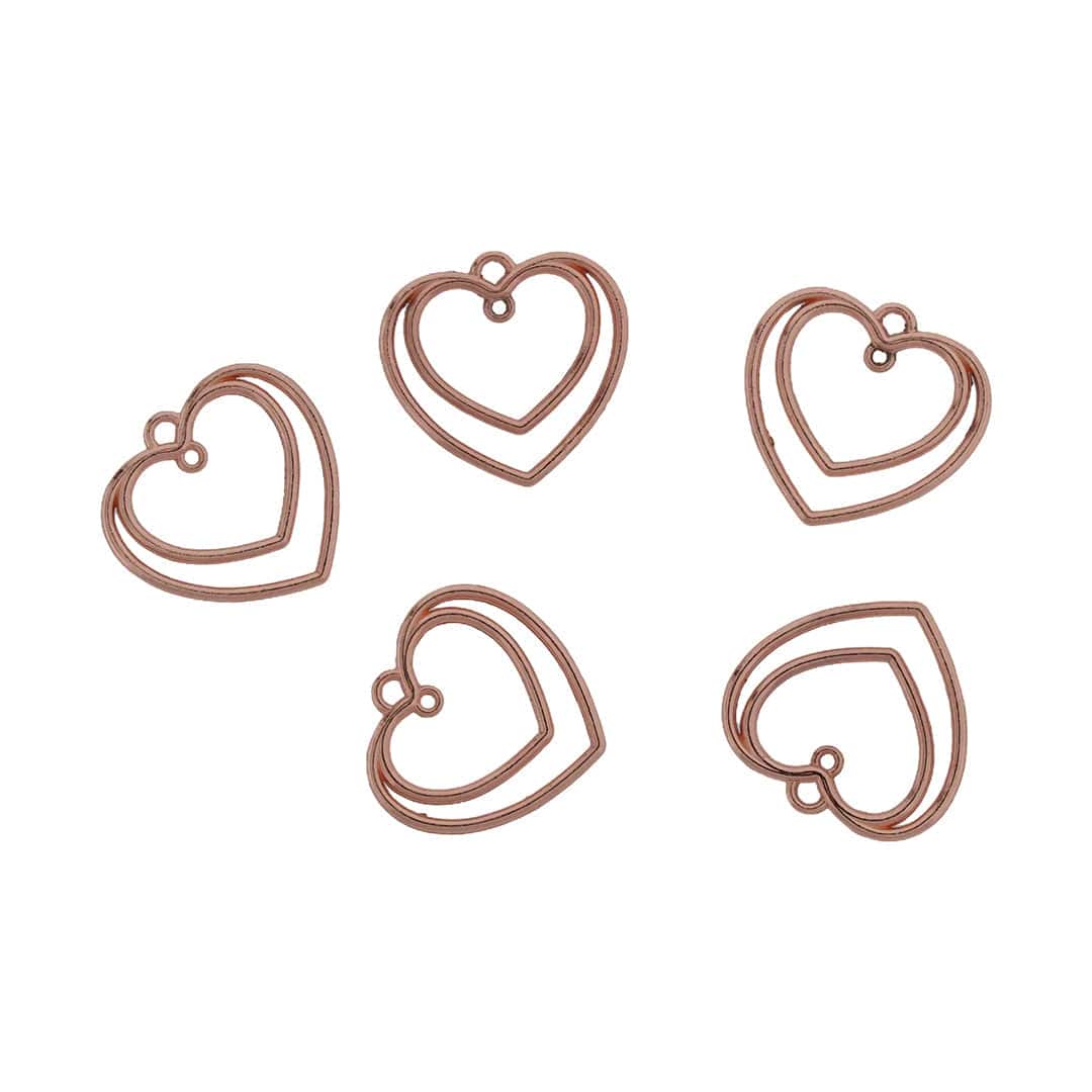 Crafteria Rose Gold 5 In 1 Double Heart Bezels Set